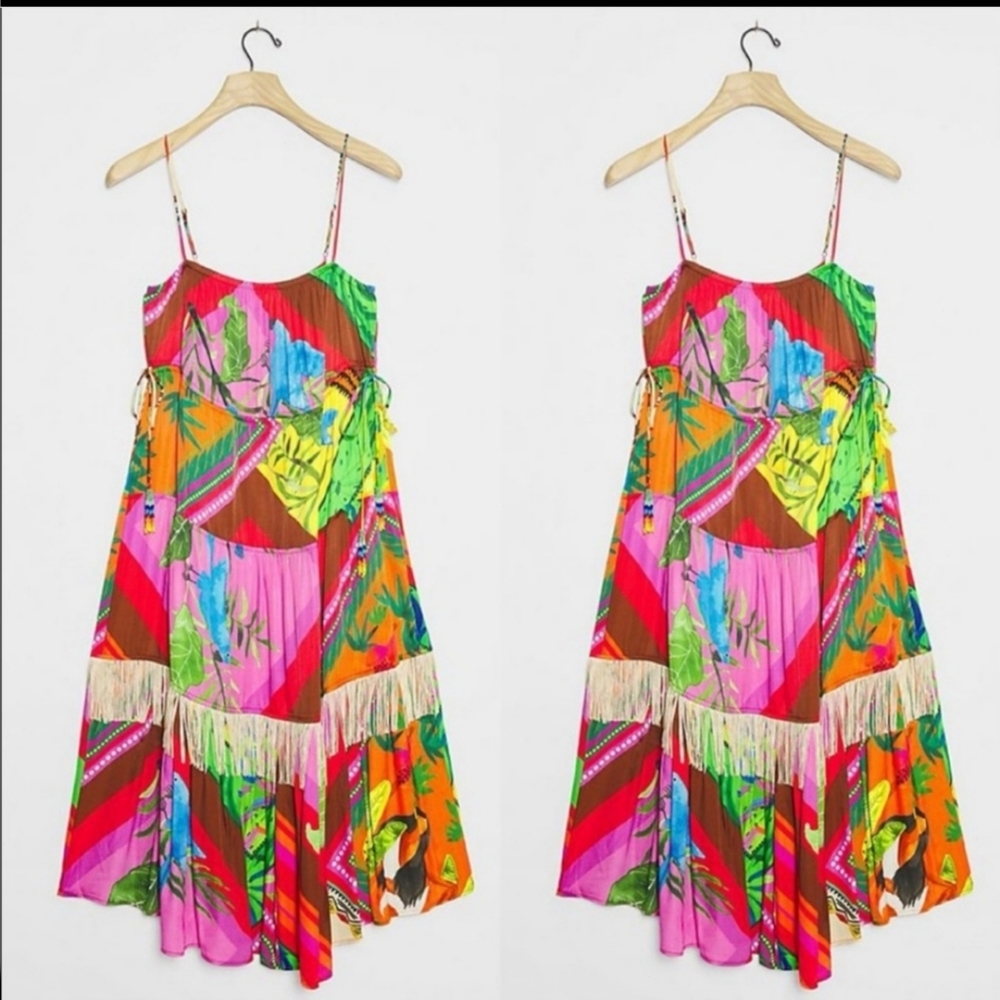 ANTHROPOLOGIE  Farm Rio ×Palila Fringed Midi Dress - Picture 2 of 8